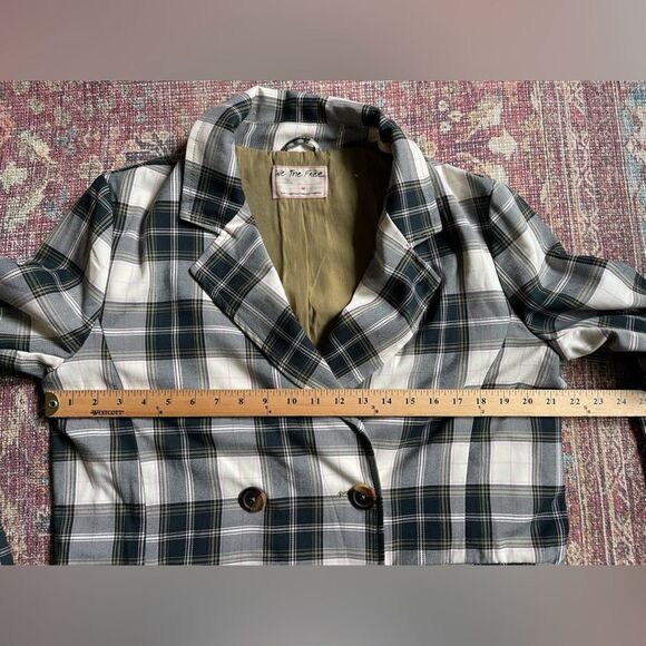 We The Free longline Freddie blazer Trench Coat Plaid Design Women’s Medium - Picture 13 of 15
